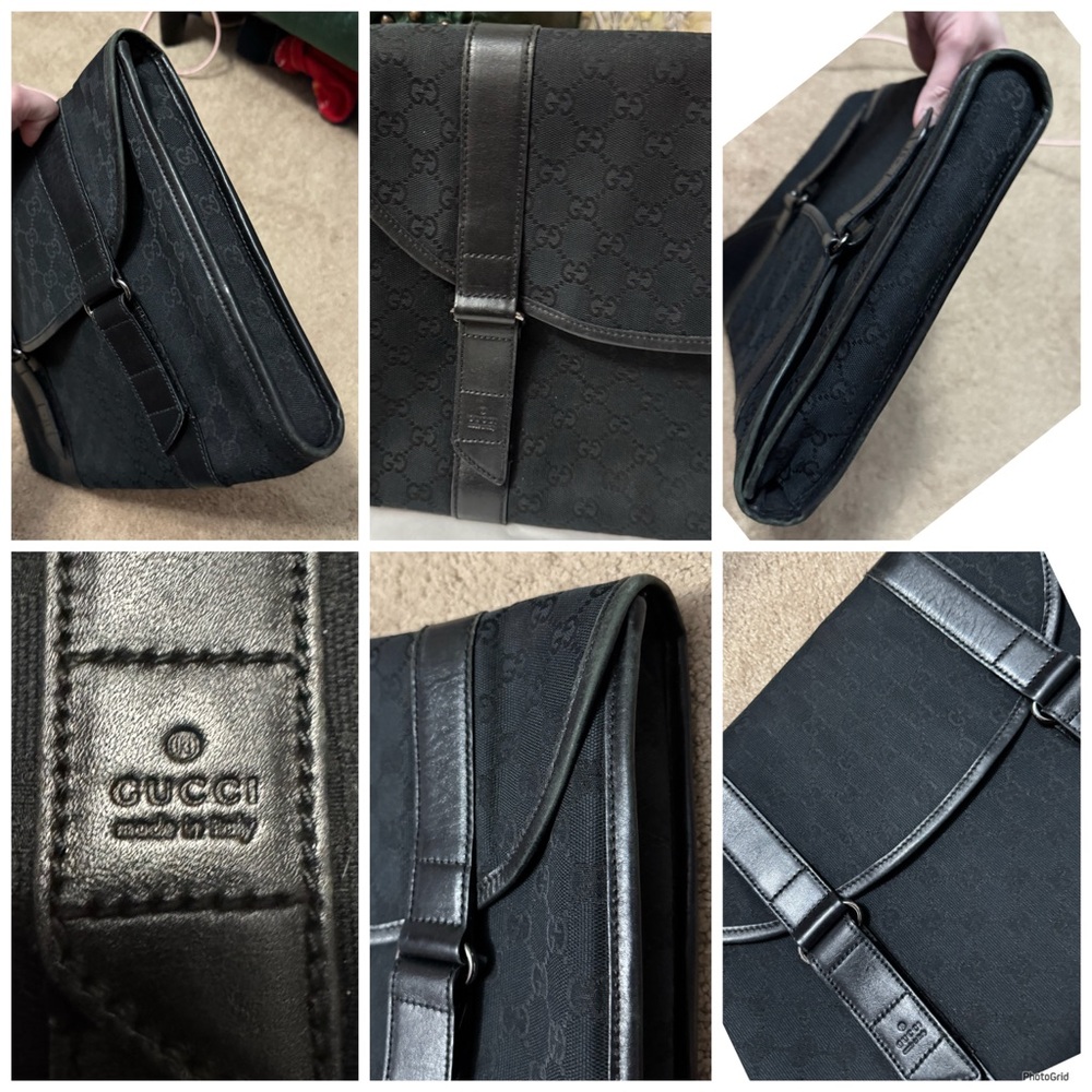 Gucci AUTHENTIC Vintage Monogram GG Black Canvas Clutch Bag File Laptop Case - Picture 9 of 16